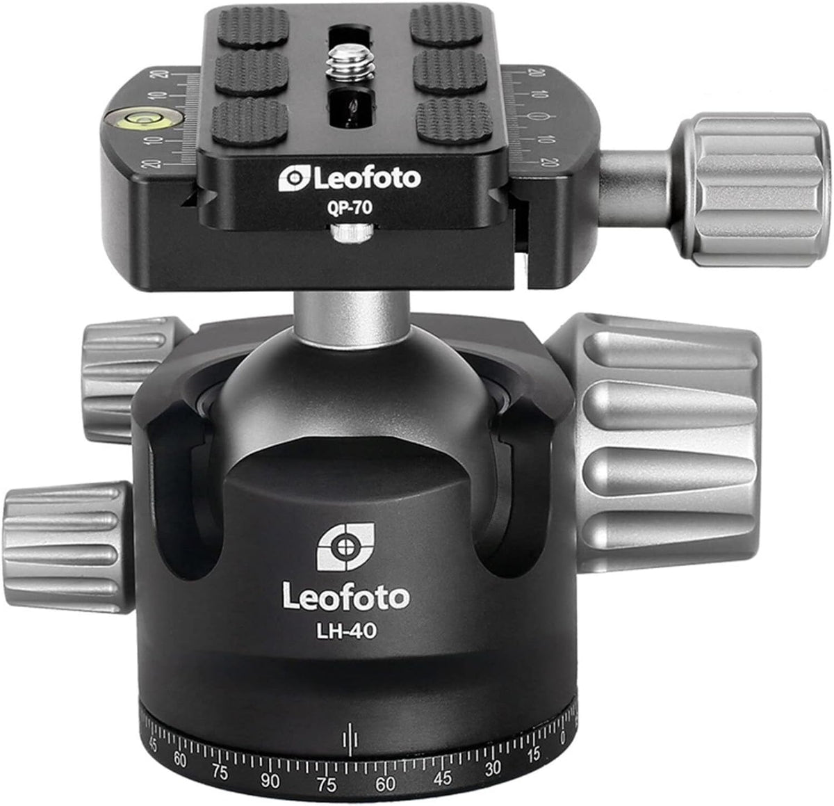 Leofoto LH 40 cabezal de bola - Rótula para cámara de gran capacidad - Placa de liberación rápida QP 70 - Diseño compacto gris para ajuste rápido del encuadre
