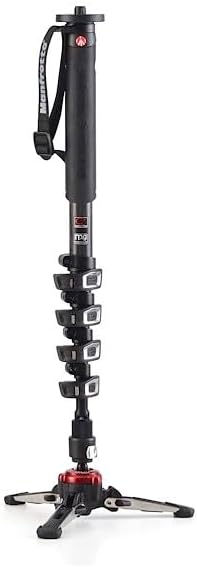 Manfrotto MVMXPROC5 monopié de vídeo - Fibra de carbono de 5 secciones y altura de 188 cm - Base fluida para movimientos controlados - Carga máxima de 5 kg