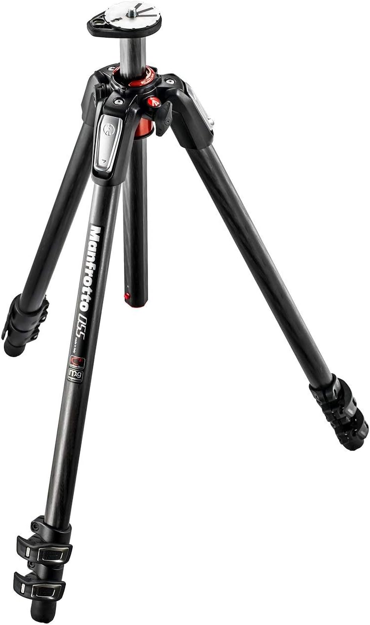 Manfrotto 055XPRO MT055CXPRO3 - Trípode profesional de fibra de carbono de 3 secciones - Altura máxima 170 cm y carga de 9 kg - Diseño ligero para fotografía y viajes