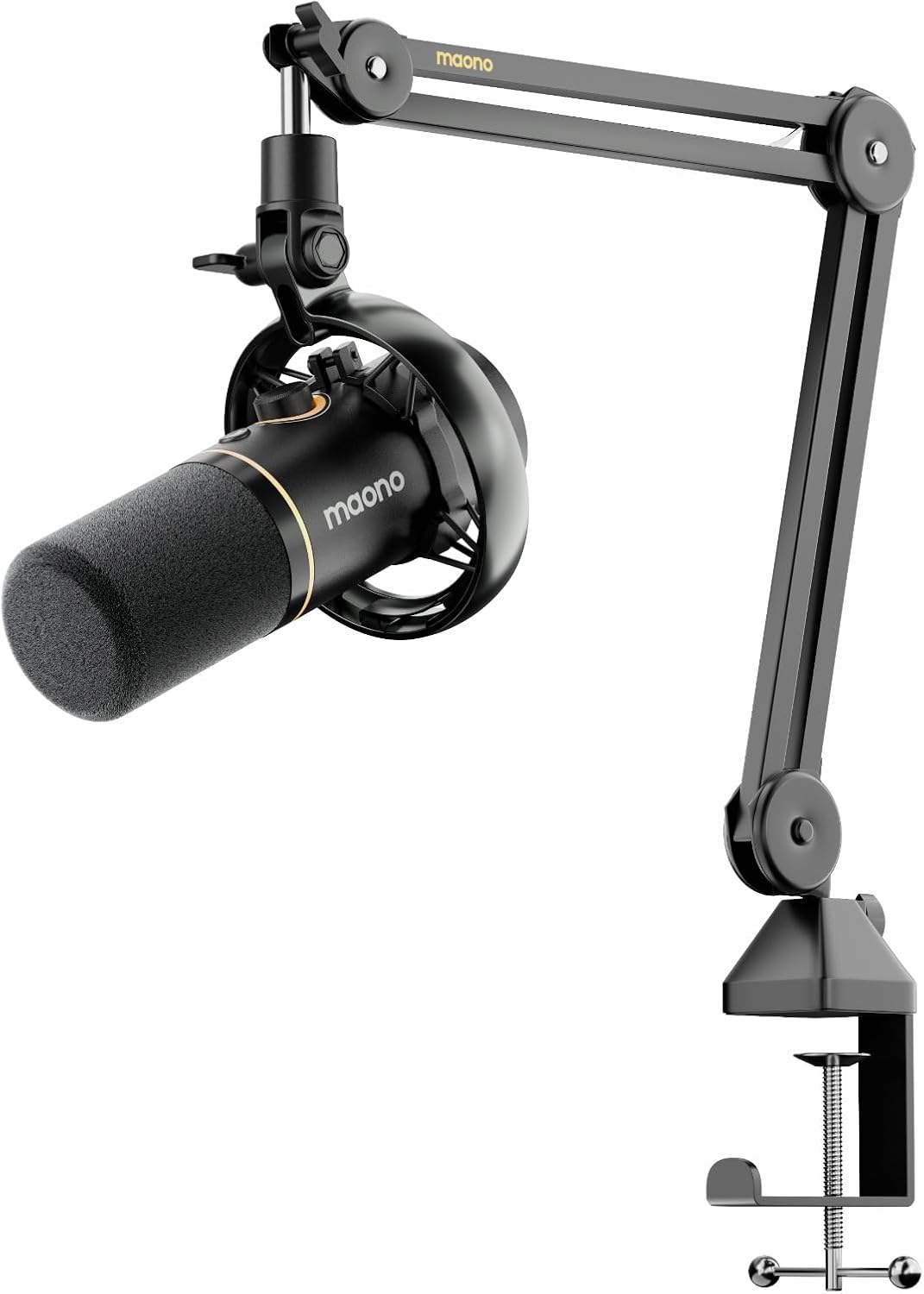 MAONO PD200W Hybrid - Micrófono dinámico inalámbrico USB C y XLR con brazo - Software y reducción de ruido para voz - Para podcast streaming grabación y creación de contenido