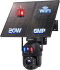 Cámara solar exterior de doble lente - Panel solar de 20 W y batería de 20000 mAh - Grabación continua con doble sensor PIR - WiFi audio bidireccional y visión nocturna