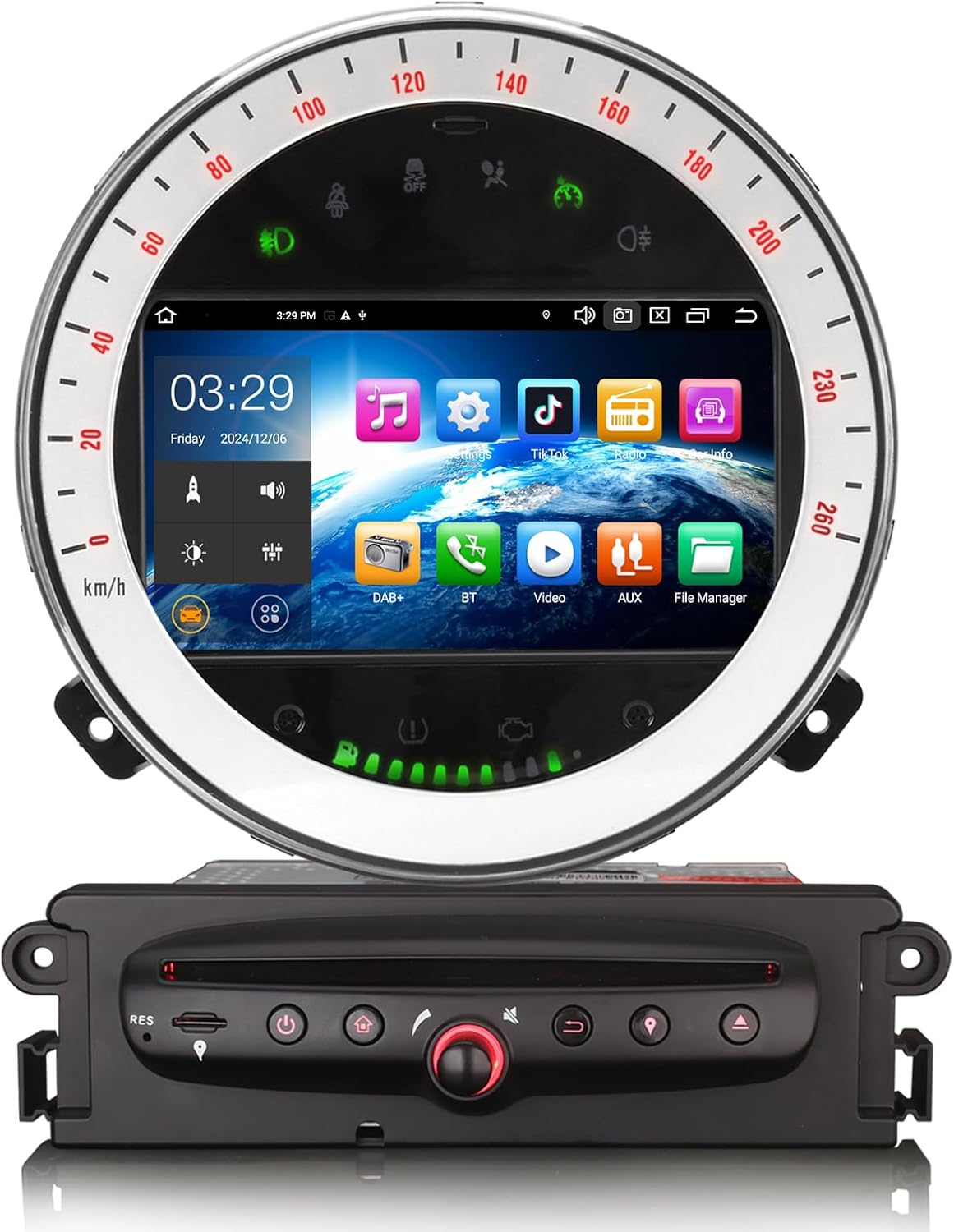 Erisin radio Android 14 para BMW Mini Cooper - 8 núcleos con 4 GB RAM y 64 GB - CarPlay Android Auto GPS y DSP - Bluetooth A2DP WiFi 4G USB DAB y TDT