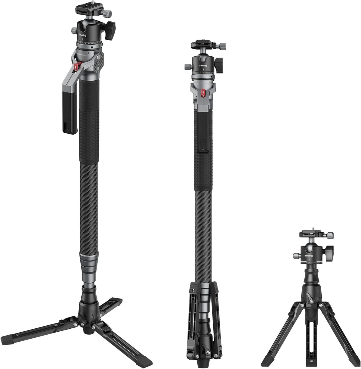 SMALLRIG 5564 monopié de carbono - Altura máxima de 166,5 cm y longitud portátil de 68 cm - Ajuste de altura con un toque - Carga máxima de 5 kg para cámara de vídeo
