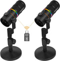 COMICA D10 Pro D Combo - Micrófono dinámico XLR USB C con receptor y soporte de escritorio - Luz RGB y botón de silencio - Para podcast gaming TikTok streaming y grabación de voz