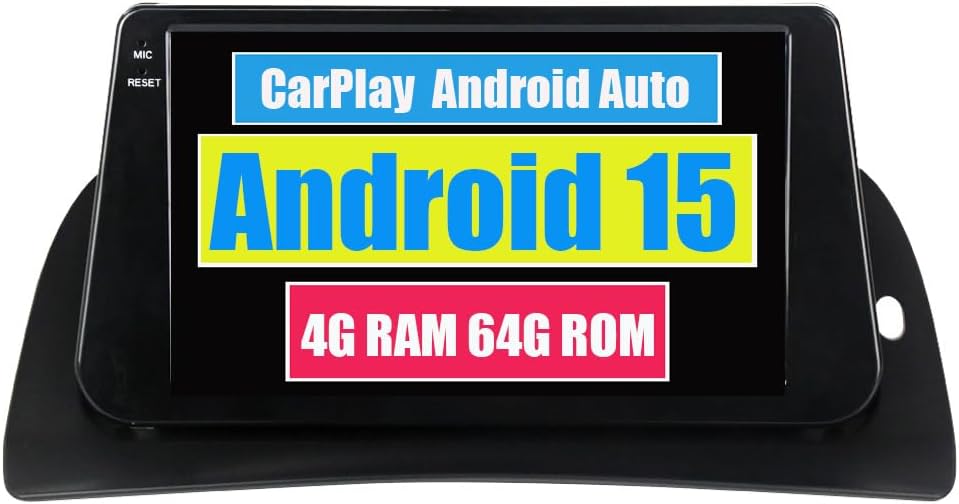 RoverOne radio CarPlay para Renault Kangoo 2015 a 2018 - Pantalla táctil de 9 pulgadas y 64 GB - Android Auto navegación y radio - Bluetooth WiFi y audio estéreo