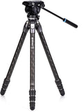 Benro Tortoise 24CLV S4PRO - Trípode de vídeo de fibra de carbono con cabezal S4PRO - Capacidad máxima 4 kg y altura de 62,4 pulgadas - Sistema ligero para cámara y grabación