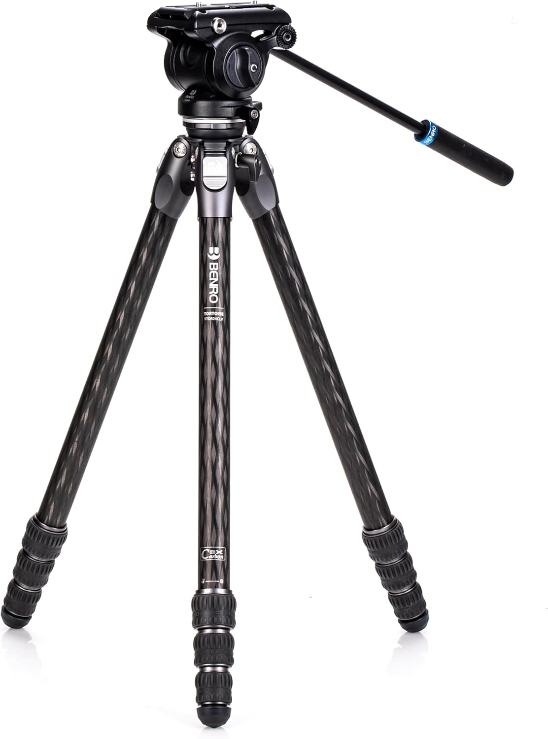 Benro Tortoise 24CLV S4PRO - Trípode de vídeo de fibra de carbono con cabezal S4PRO - Capacidad máxima 4 kg y altura de 62,4 pulgadas - Sistema ligero para cámara y grabación