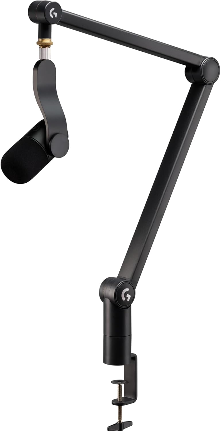 Logitech G Yeticaster GX - Micrófono dinámico USB supercardioide con brazo - Iluminación RGB LIGHTSYNC y bloqueo de audio inteligente - Para gaming streaming grabación en PC y Mac