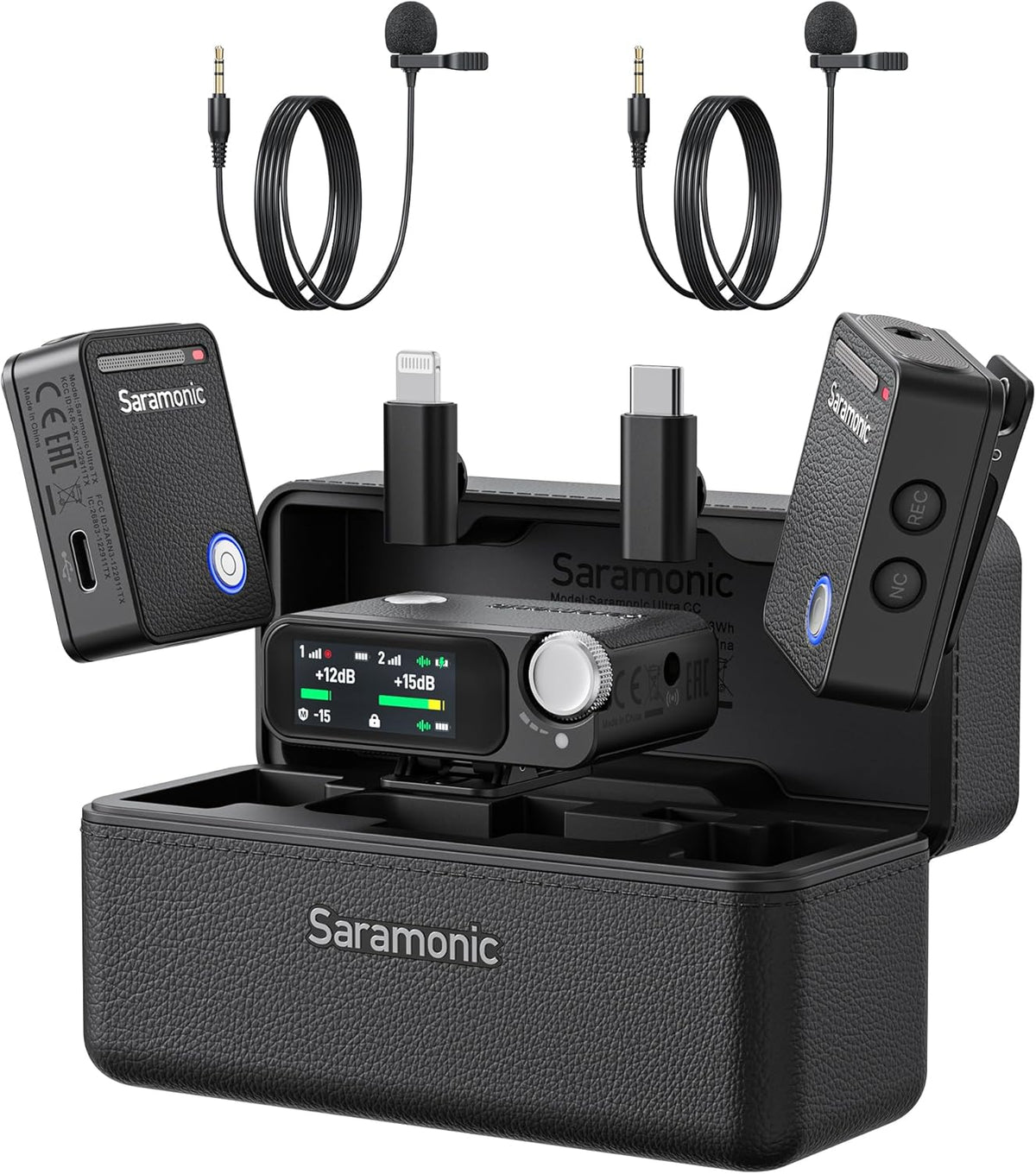 Saramonic Ultra micrófono lavalier inalámbrico - Grabación flotante de 32 bits y código de tiempo - Alcance de 984 pies con IPX5 - Cancelación de ruido y SPL máximo de 130 dB