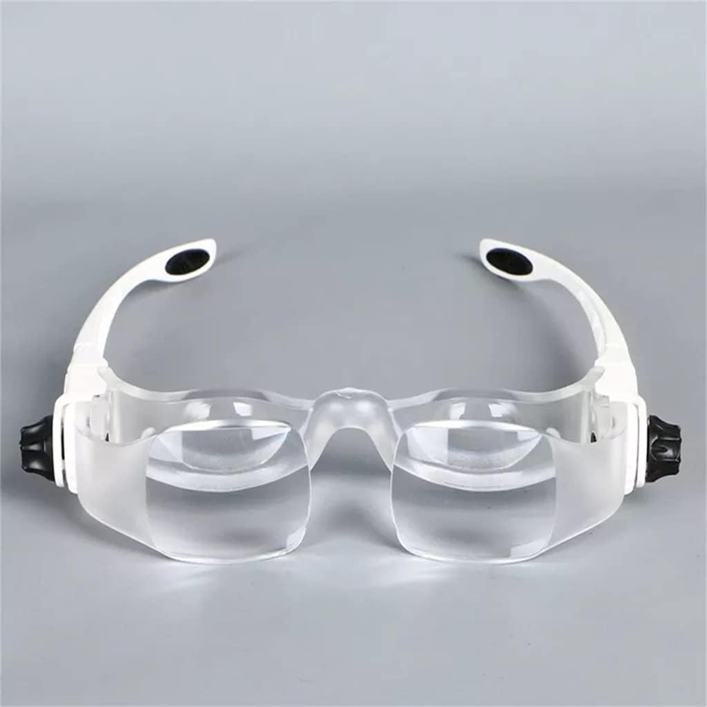 Gafas lupa 3,8X - Visor de aumento montado en la cabeza para ver televisión - Soporte para teléfono integrado - Incluye estuche para transporte y almacenamiento