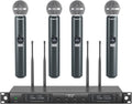 Phenyx Pro PTU 7000 4H sistema de micrófonos - 4 canales UHF con 4 x 40 frecuencias - 4 micrófonos dinámicos de mano y alcance de 328 pies - Escaneo automático para eventos y karaoke