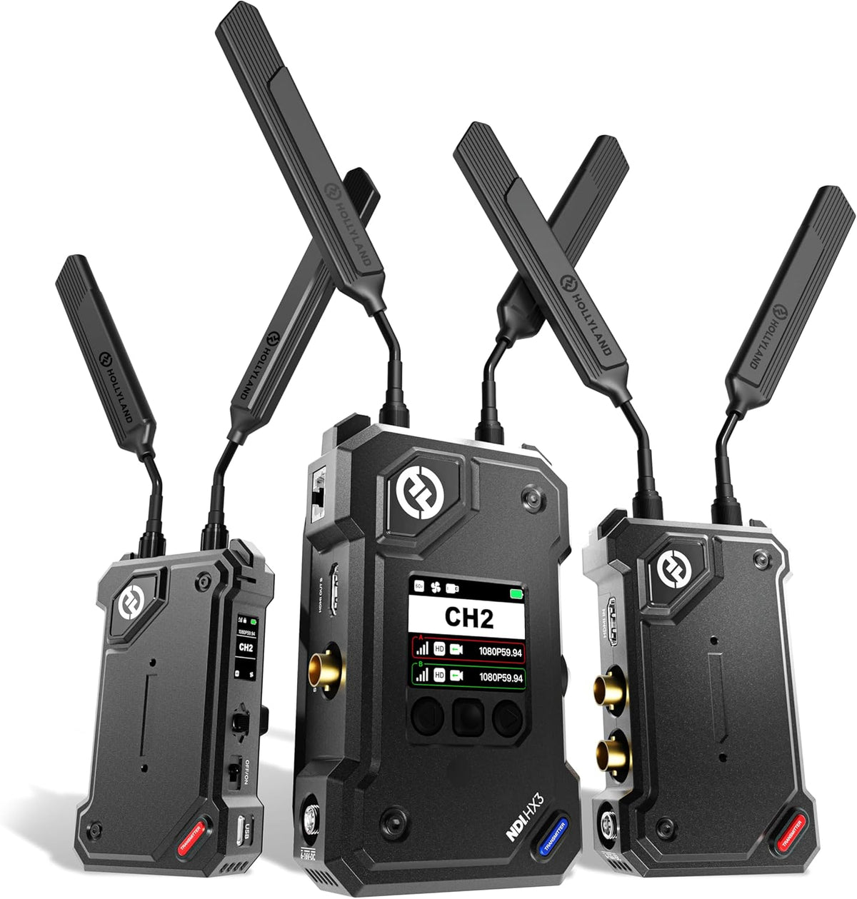 Hollyland Cosmo C2 sistema de vídeo inalámbrico - 2 transmisores y 1 receptor 1080p60 - Alcance de 3000 pies y latencia de 33 ms - HDMI SDI NDI UVC RTMP