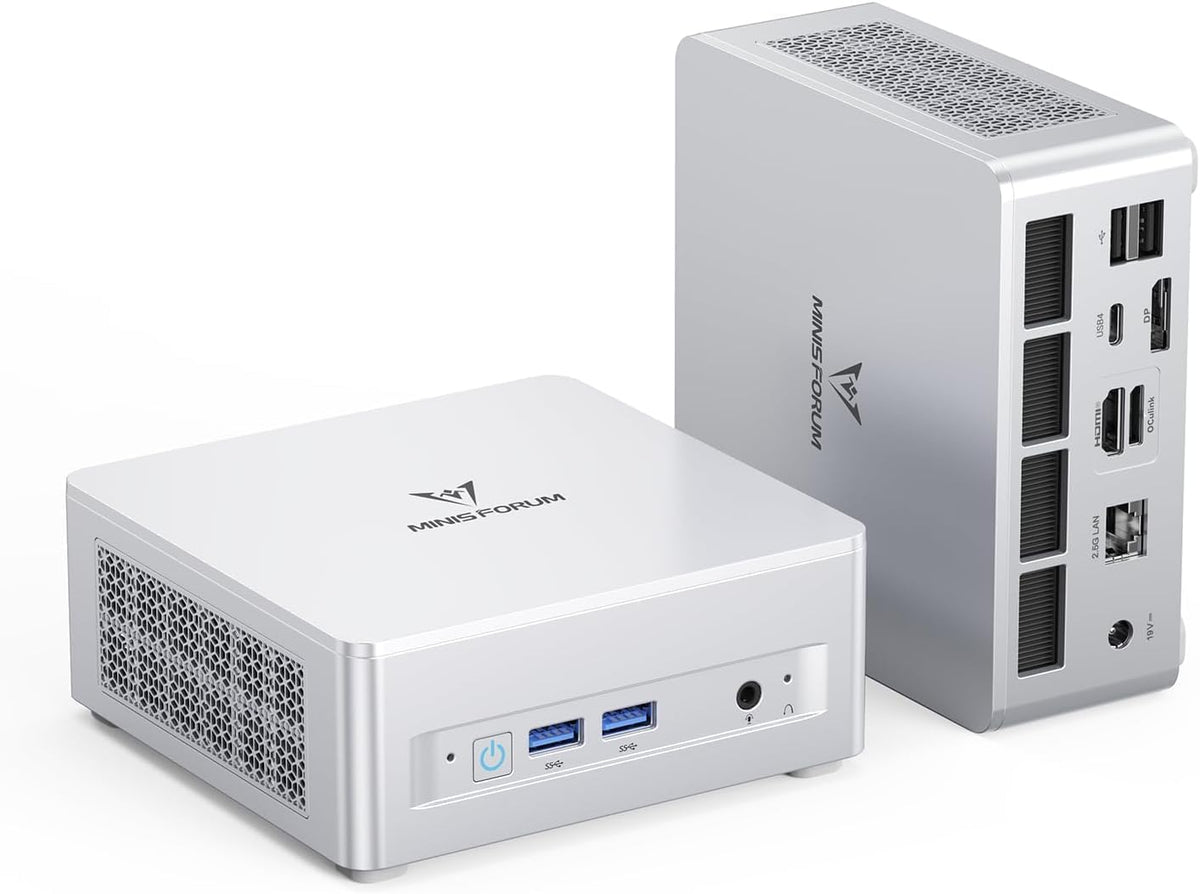 MINISFORUM UM880 Plus Mini PC Ryzen 7 8845HS - 32 GB DDR5 y SSD de 1 TB - Radeon 780M con triple pantalla 8K a 60 Hz - OCuLink WiFi 6E y 5 puertos USB