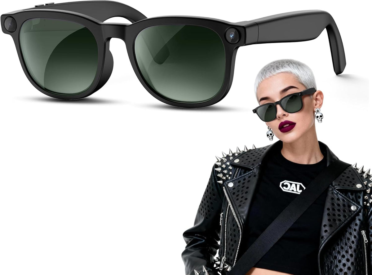 Gafas inteligentes con IA y cámara 4K - Grabación de vídeo manos libres y audio de oído abierto - Bluetooth y diseño resistente al agua - Para vlog conducción y actividades al aire libre
