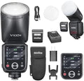 Godox V100N - Flash TTL de 100 W con cabezal redondo para Nikon - Pantalla táctil y sincronización global hasta 1 a 80000 s - Sistema inalámbrico 2,4 GHz y batería de litio