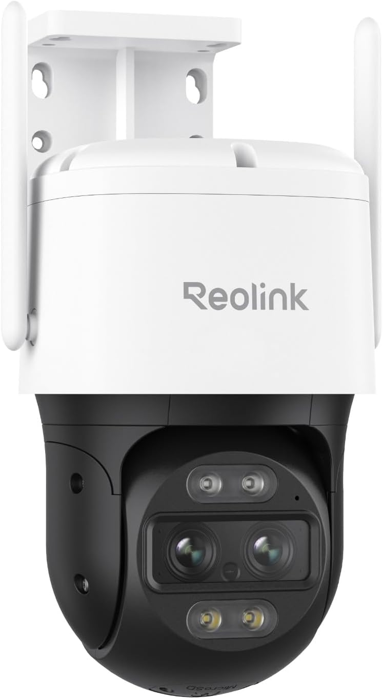 Reolink TrackMix WiFi cámara PTZ 4K - Doble lente con visión panorámica de 360 grados - Zoom híbrido 6x y seguimiento automático - Detección de personas vehículos y animales
