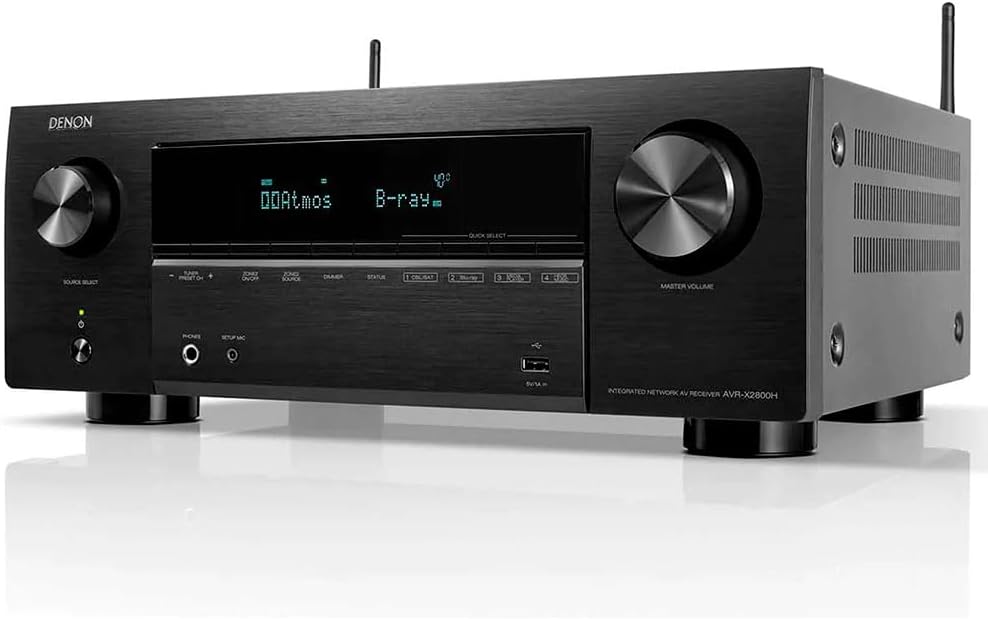 Denon AVR X2800H receptor AV - Sonido envolvente 5.2.2 con Dolby Atmos - 6 puertos HDMI y conexión Ethernet - ARC Bluetooth integrado y control Android iOS