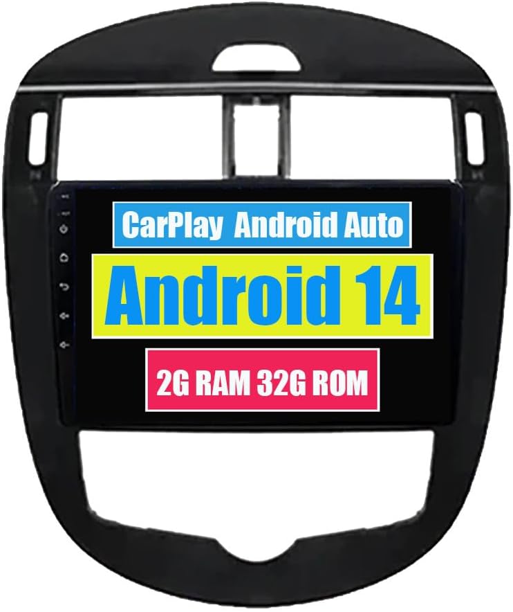 RoverOne radio para Nissan Pulsar 2013 a 2018 - Pantalla táctil de 9 pulgadas - CarPlay Android Auto y navegación GPS - Bluetooth WiFi USB y conexión auxiliar