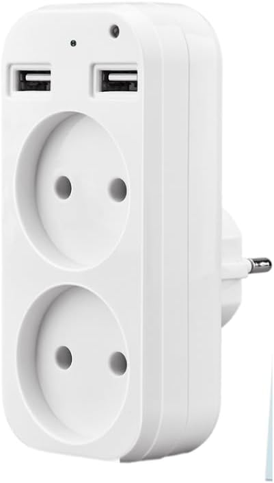 Cámara oculta multitoma 4K - Dispositivo WiFi con dos enchufes y vídeo Ultra HD - Visión nocturna y control desde smartphone - Formato caja para vigilancia interior autorizada