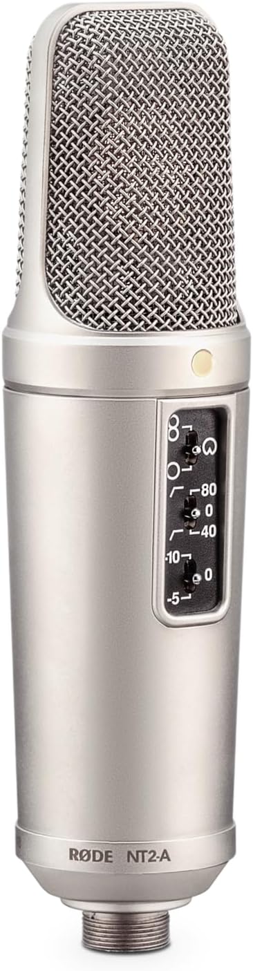 RØDE NT2 A - Micrófono de condensador de gran diafragma con patrones conmutables - Atenuador y filtro paso alto con conexión XLR - Para voces instrumentos y producción de estudio