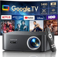 WiMiUS proyector 1400 ANSI - Full HD 1080P nativo compatible con 4K y Google TV - Netflix WiFi 6 Bluetooth 5.2 y control por voz - Enfoque y corrección automática en negro