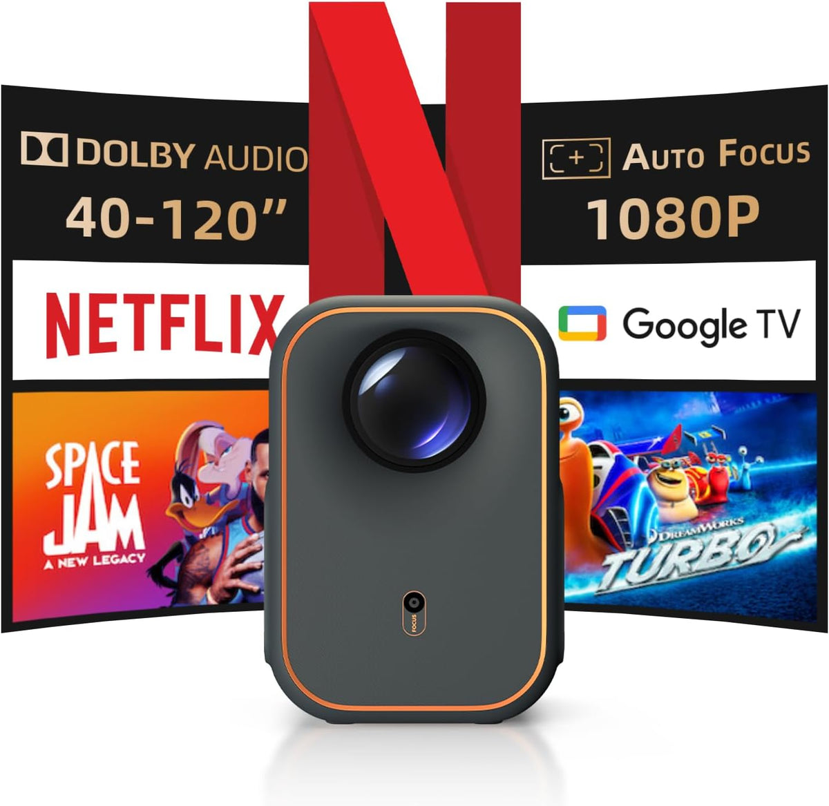 Formovie Xming Episode One proyector inteligente - Full HD 1080p con Google TV y Netflix oficial - Dolby Audio para cine en casa - WiFi Bluetooth HDMI y diseño portátil