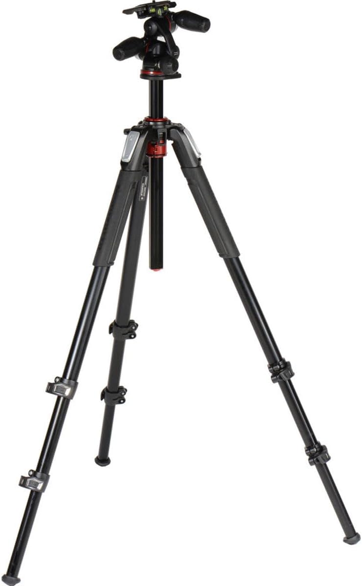 Manfrotto 055XPRO MK055XPRO3 3W - Trípode profesional de aluminio de 3 secciones - Altura máxima 183 cm y carga 8 kg - Cabezal de 3 vías para cámara y fotografía profesional