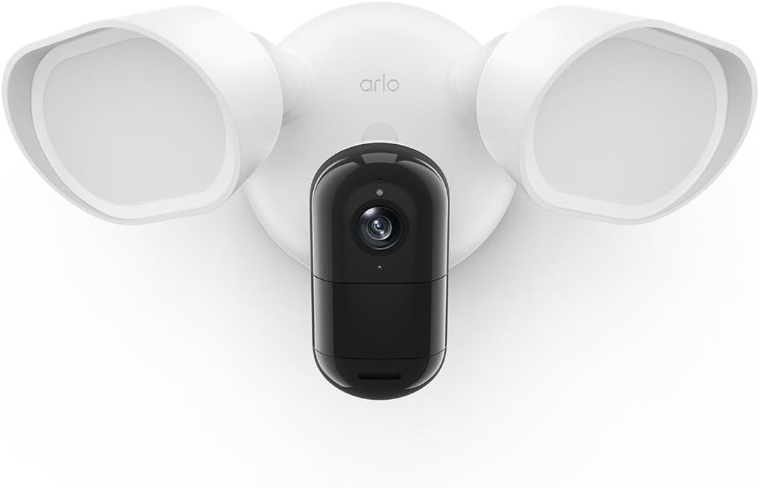 Arlo Floodlight 2K cámara WiFi exterior - Vídeo 2K HDR y gran angular de 160 grados - Visión nocturna en color con sirena - Audio bidireccional y detección de movimiento