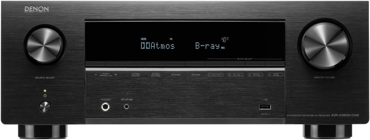 Denon receptor AV 7.2 canales - Vídeo 8K con Dolby Atmos y conexión HDMI - Bluetooth integrado y control por Amazon Alexa - Sonido envolvente para altavoces y cine en casa