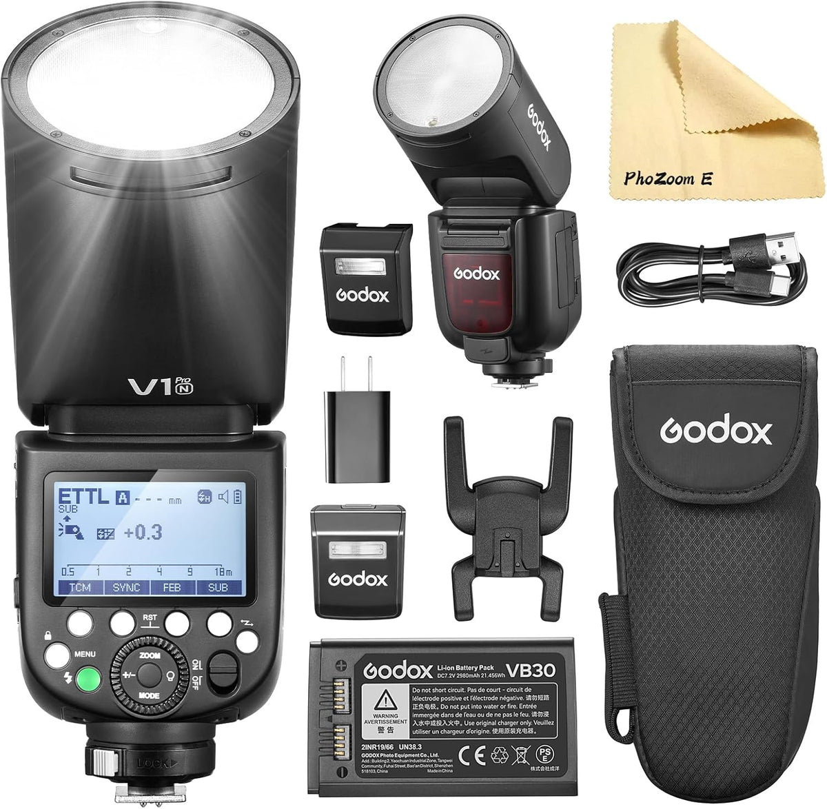 Godox V1Pro N - Flash TTL de cabezal redondo 76 Ws para Nikon - HSS 1 a 8000 s y sistema inalámbrico 2,4 GHz - Batería de litio y montaje en zapata para fotografía móvil