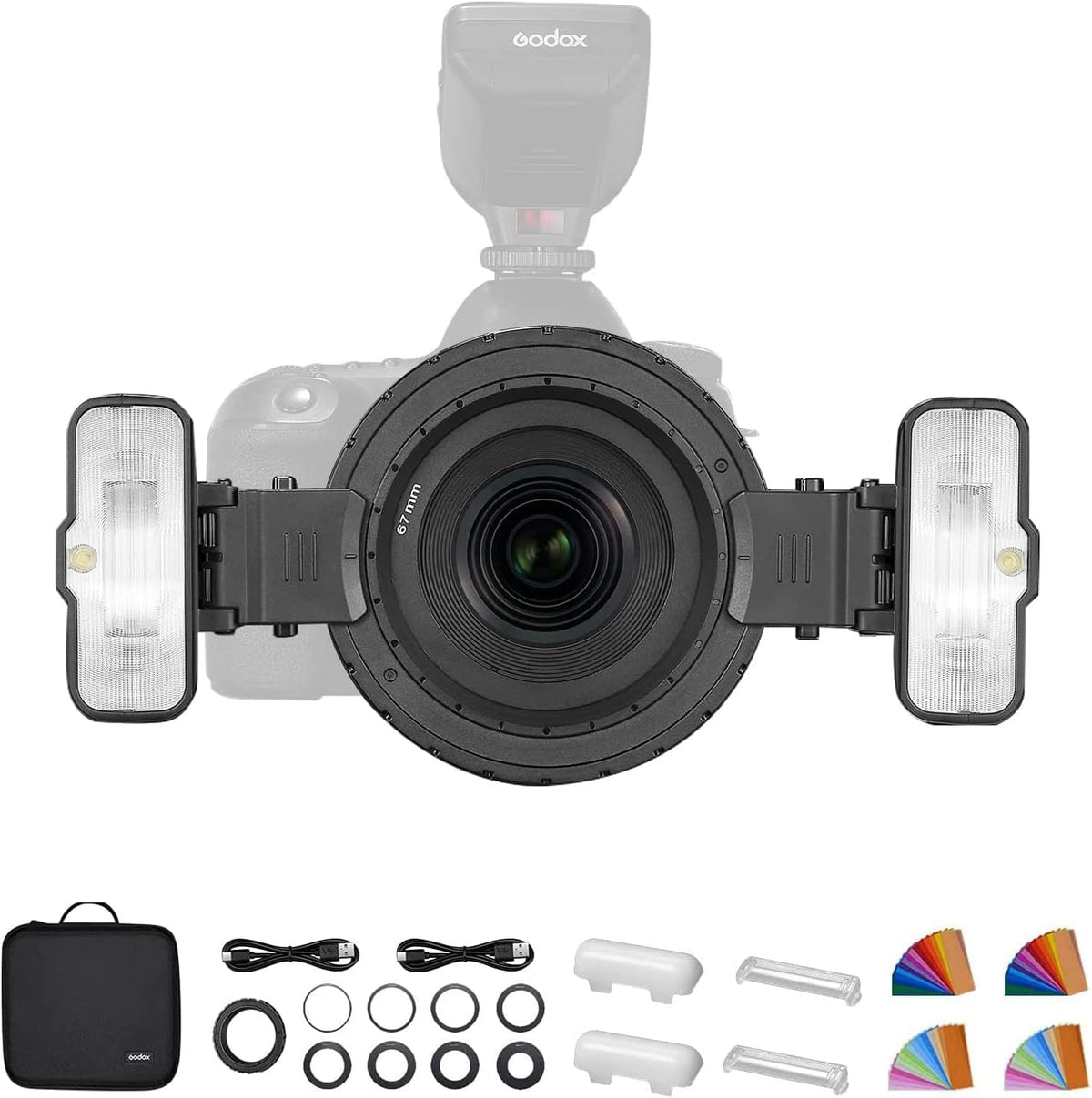 Godox MF12 K2 - Kit de flash macro TTL inalámbrico 2,4 GHz - Hasta 500 destellos y reciclaje de 0,01 a 1,7 s - Para Nikon Sony Canon Fuji Olympus Panasonic y fotografía macro