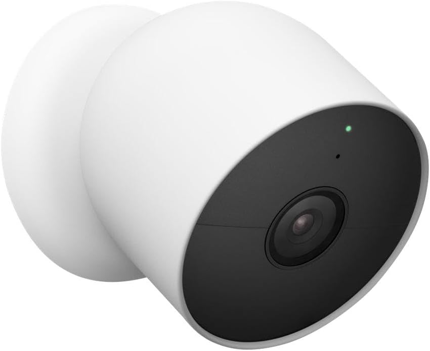 Google Nest Cam Outdoor GA01317 DE - Cámara WiFi para interior y exterior - Funcionamiento con batería y visión nocturna - Control desde smartphone con Google Assistant