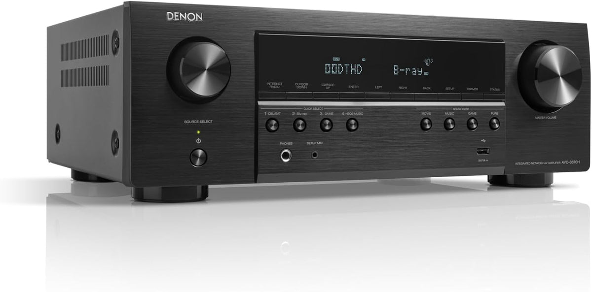 Denon AVC S670H - Receptor AV 5.2 canales con HDMI 8K y Dolby Surround - Bluetooth WiFi AirPlay 2 y HEOS Multiroom - Alexa para televisión consola altavoces y cine en casa