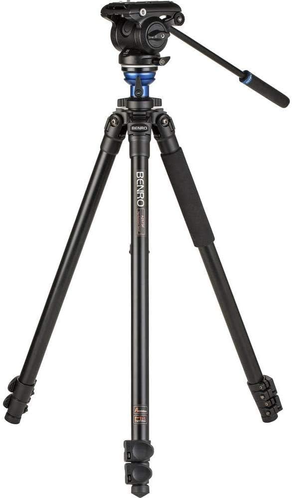Benro A2573 FS4PRO - Trípode de vídeo de aluminio con cabezal FS4PRO - Altura máxima 177 cm y capacidad de carga 4 kg - Sistema ligero para cámara y producción audiovisual