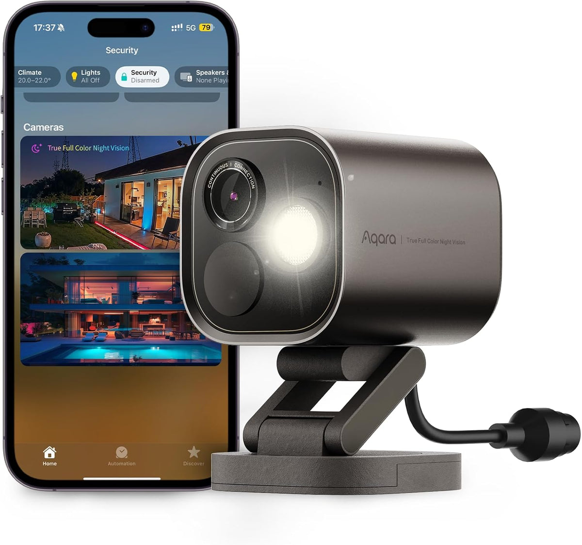Aqara Camera Hub G5 Pro PoE - Cámara exterior 4 MP con HomeKit Secure Video - Thread Zigbee Matter Ethernet y visión nocturna en color - Detección IA compatible con Alexa Google y SmartThings