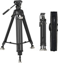SMALLRIG AD 100 3989 - Trípode de vídeo de fibra de carbono de 78 pulgadas - Cabezal fluido de 360 grados y placa QR de modo dual - Altura máxima 197 cm para cámara y rodaje