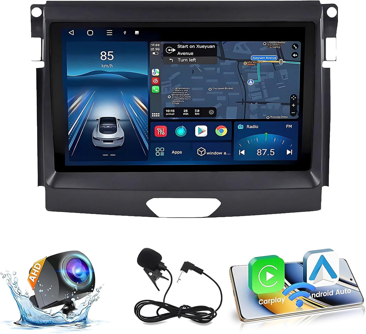 DAEFAG radio Android 14 para Ford Ranger - Pantalla táctil de 9 pulgadas con 2 GB RAM y 32 GB - CarPlay Android Auto GPS Bluetooth WiFi USB - Para modelos 2015 a 2020