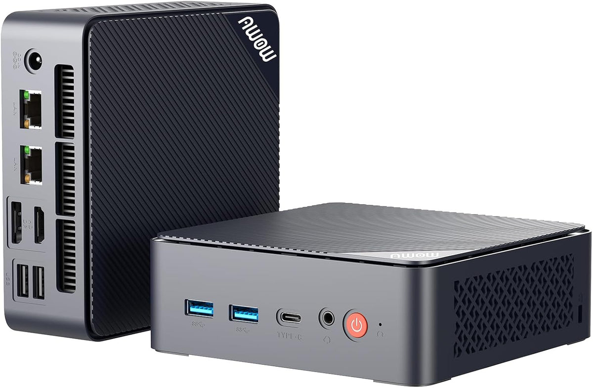 AWOW Mini PC - Intel N150 de cuatro núcleos con 16 GB DDR4 y SSD M.2 de 512 GB - HDMI DP y 4K a 60 Hz - Doble Ethernet Gigabit para oficina y uso profesional
