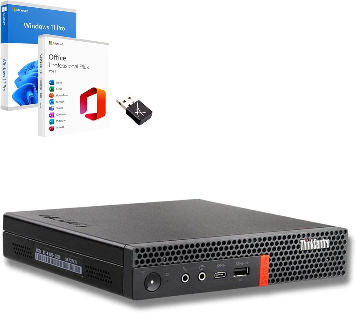 Lenovo ThinkCentre renovado - Mini PC Intel Core i5 8500T con 32 GB RAM - SSD NVMe de 512 GB WiFi y USB C - Windows 11 Pro con Office 2021 para trabajo y multimedia