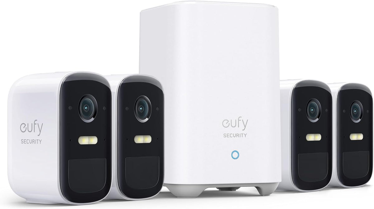 eufy Security eufyCam 2C Pro kit de 4 cámaras - Vídeo 2K para vigilancia exterior - Batería con autonomía de hasta 180 días - WiFi visión nocturna y control desde iOS