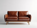 Sofás 2 plazas piel sintética 170x86x80 cm - marrón - diseño moderno con patas de madera