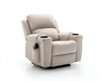 Sillones reclinables de tela 96x93x109 cm crema - diseño acolchado con portavasos