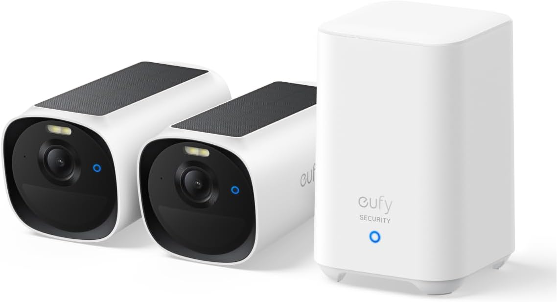 eufy Security eufyCam E40 cámara solar - Vídeo 2K para vigilancia exterior - Visión nocturna MaxColor y panel solar integrado - Almacenamiento local con HomeBase 2