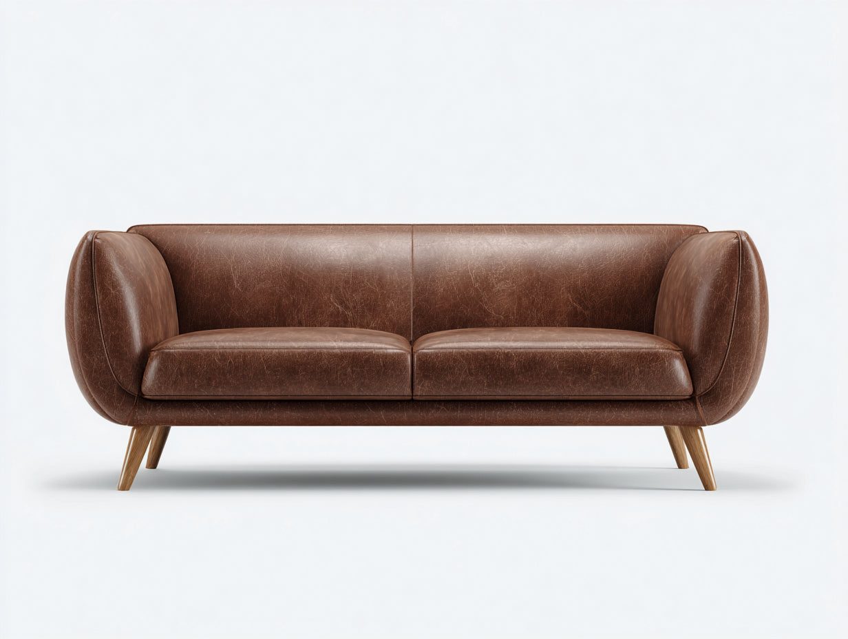 Sofás 2 plazas de cuero sintético 182x86x78 cm marrón vintage - diseño moderno con patas de madera