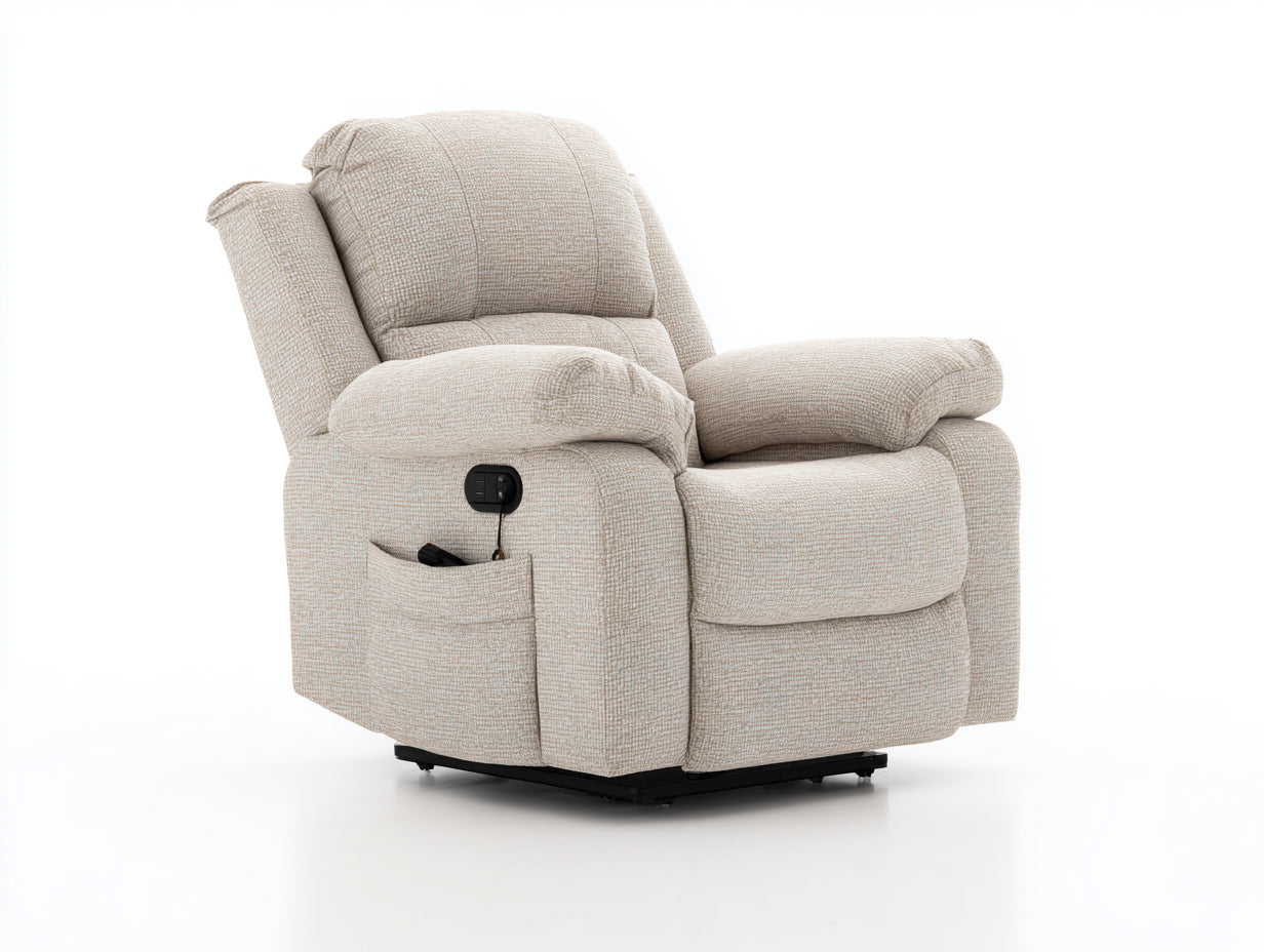 Sillones reclinables tela 96x94x104 cm - beige - diseño eléctrico acolchado con bolsillo lateral
