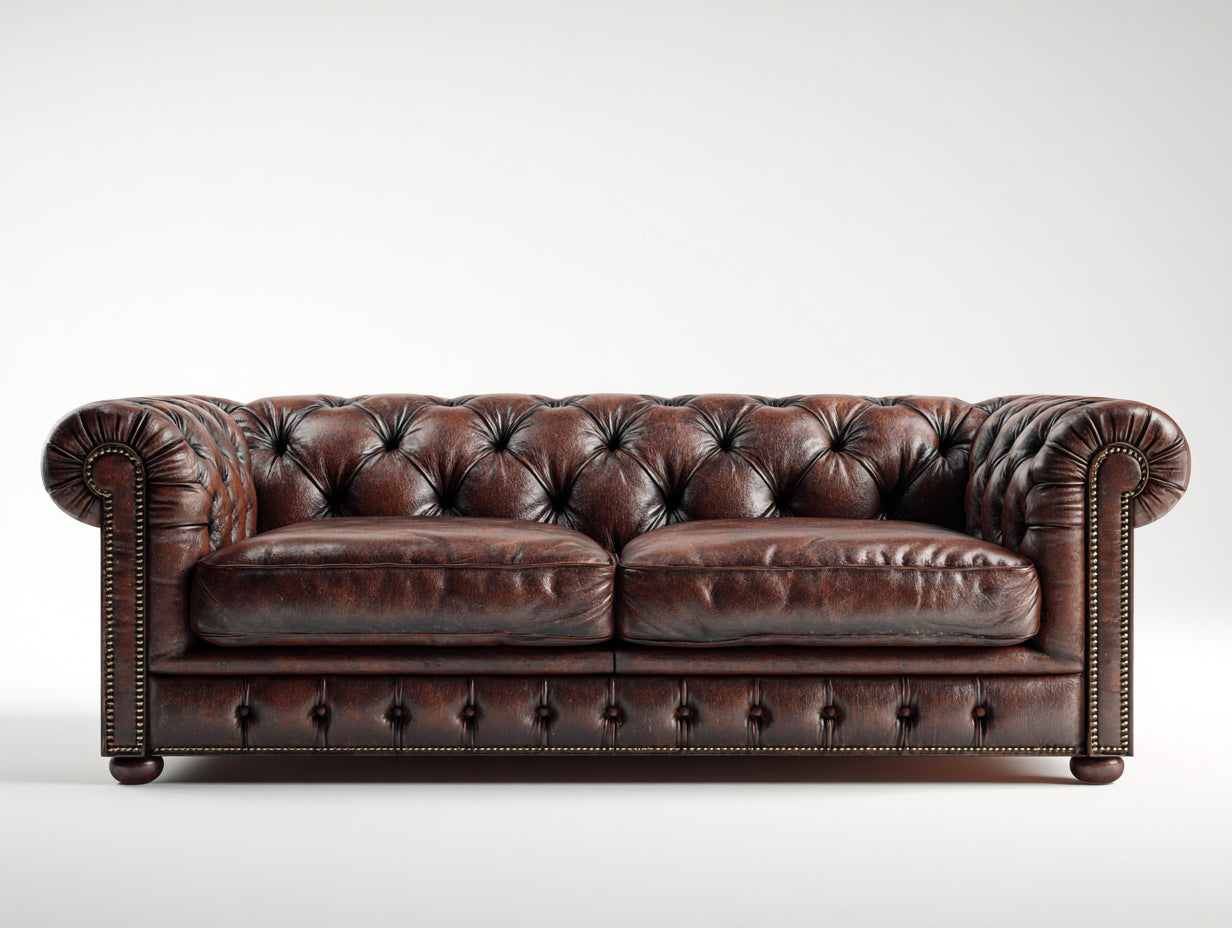 Sofás 2 plazas piel sintética 180x90x75 cm - marrón oscuro - diseño chesterfield clásico