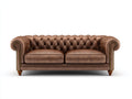 Sofás 2 plazas de cuero 205x90x76 cm - marrón - diseño Chesterfield con remaches para salón