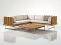 Sofás de exterior de madera 250x250x72 cm natural y crema - diseño cuadrado con mesa central