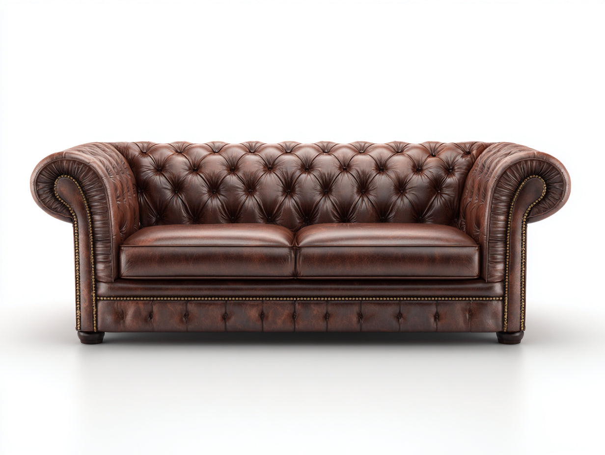 Sofás 2 plazas tapizados 190x88x76 cm - marrón - diseño clásico Chesterfield para salón