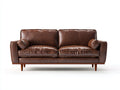 Sofás 2 plazas de piel sintética 190x86x84 cm - marrón - diseño retro con patas de madera